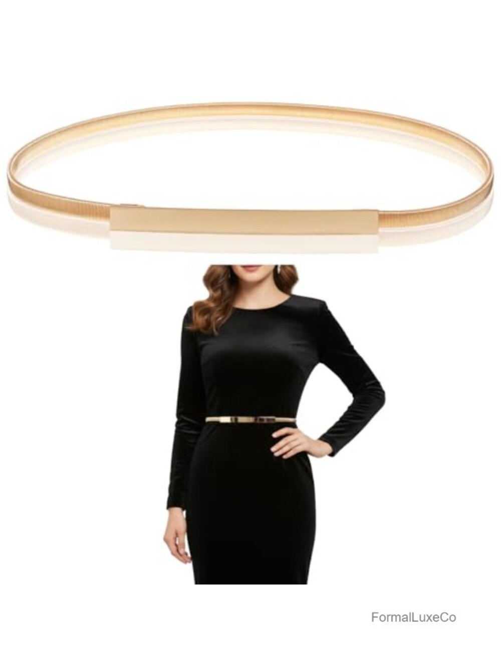 Skinny Metal Cinch Belt for Dresses Women Fancy Waist Stretchable
